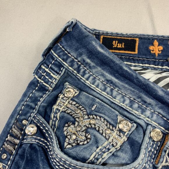 Rock Revival Women Yui Easy Bootcut Embellished Gem Pockets Blue Jeans Sz 30 - Picture 4 of 11